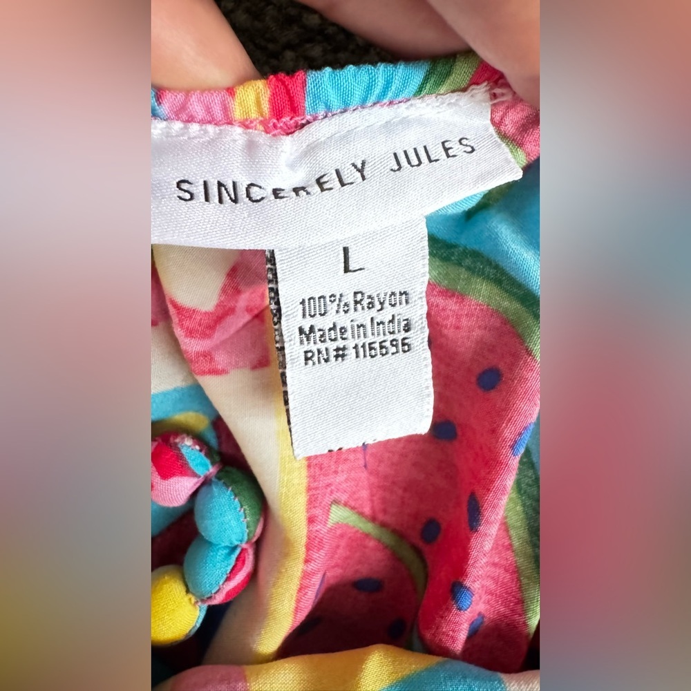 Sincerely Jules 100%Rayon Floral Multicolor Patterned Jumpsuit Size Large - Picture 10 of 13